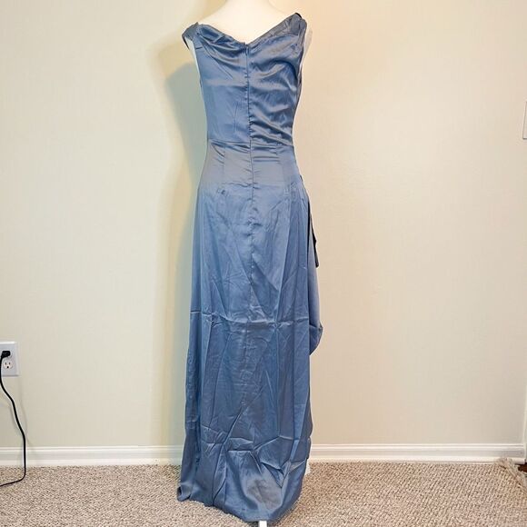Babyboo Juliene Satin Maxi Dress in Dusty Blue NEW Size Medium - Picture 8 of 13